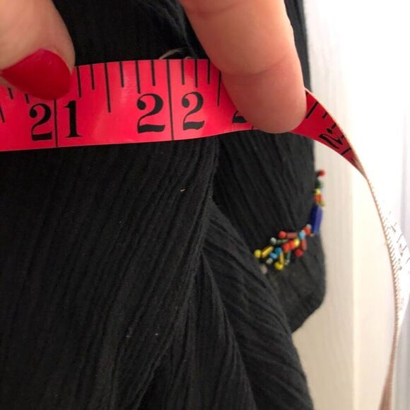 Vintage Y2K NWT Willi Smith Womens Black Beaded Top Tie Back XL Bell Sleeves - Picture 10 of 10